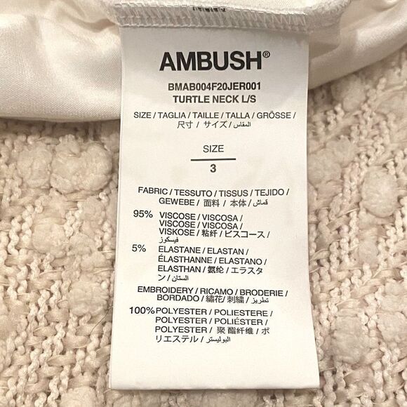 Ambush White Logo Jersey Turtleneck Size Large (3) Excellent Pre-Owned Condition - Picture 6 of 8